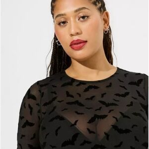 Torrid Black Sheer Top with Bat Design